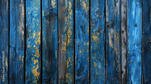 Peeling Blue Paint on Wooden Wall.
