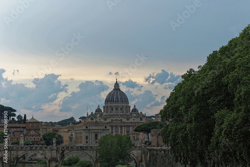 Rome Italy Ancient city of Europe. Art and culture. Tourists from all over the world for the history and monuments like Vaticano with St Peter Castel Sant'angelo Colosseum Barcaccia