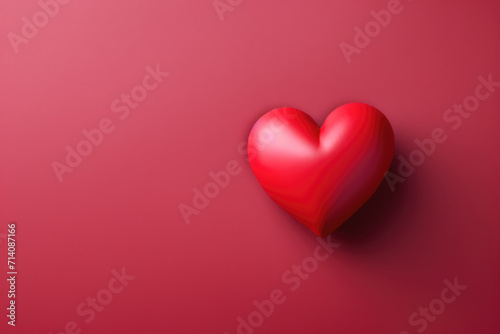 Obraz na płótnie Shiny 3D Red Heart on Red Background, Generative AI w salonie