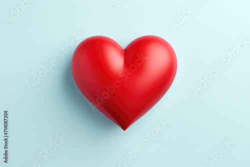 Obraz na płótnie 3D Red Heart on Light Blue Background, Generative AI w salonie