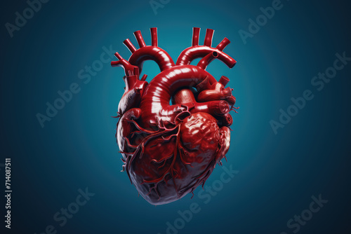 Obraz na płótnie 3D Cardiovascular Red Heart, Generative AI w salonie