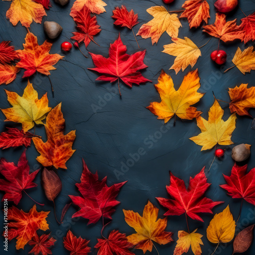 autumn leaves on a dark background