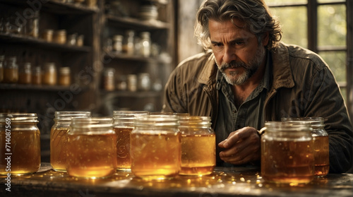 Man with jar of honey