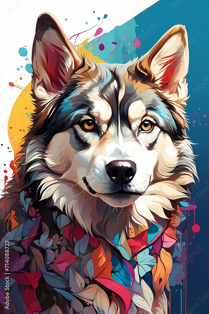 Husky dog. Stylized digital illustration