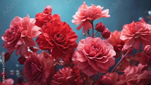 bouquet of red roses on a blue background © Анастасия Макевич