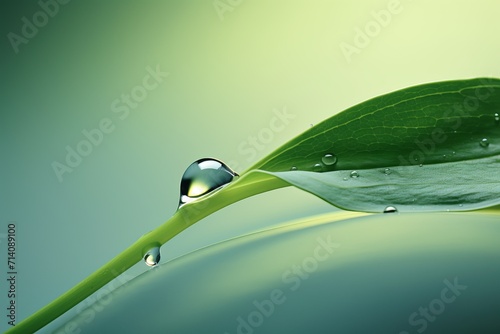 a drop of dew on the stem of a lily of the valley flower photo