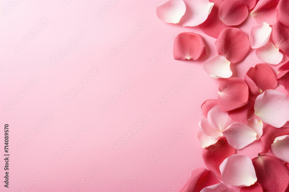 Pink Background with Rose Petals Frame, Generative AI