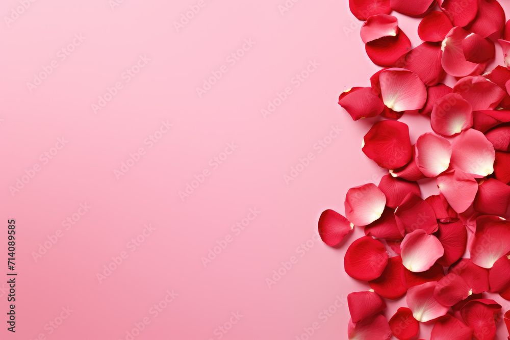 Pink Background with Rose Petals Frame, Generative AI