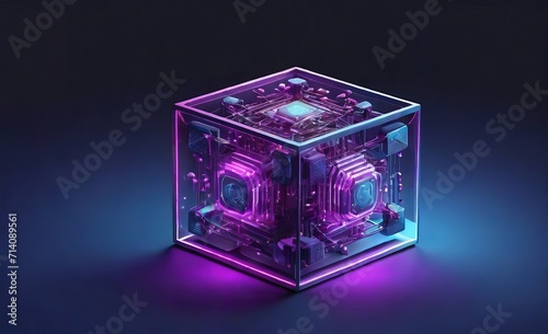 Abstract digital data cube in technology
