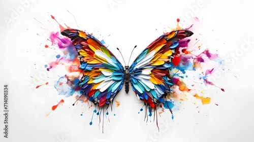 Colorful painted butterfly with wings spread out flying © Ziyan
