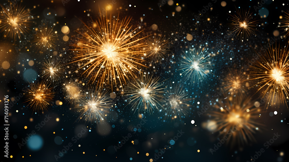 Happy New Year, burning fireworks with bokeh light background Happy New Year, burning fireworks with bokeh light background