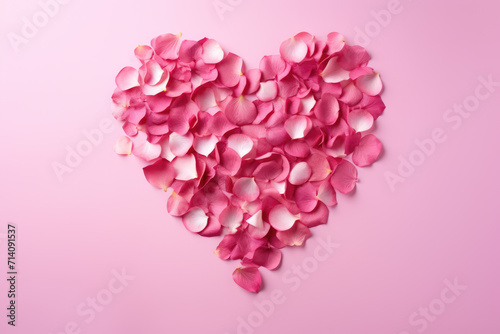 Obraz na płótnie Pink Rose Petals on Light Pink Background, Generative AI w salonie