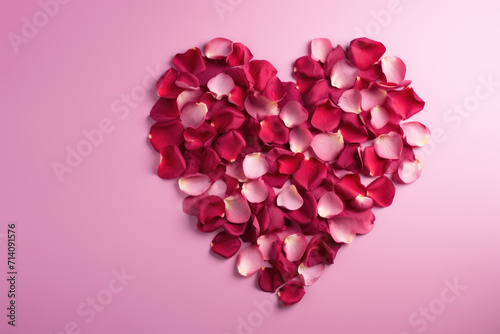 Obraz na płótnie Pink Rose Petals on Light Pink Background, Generative AI w salonie