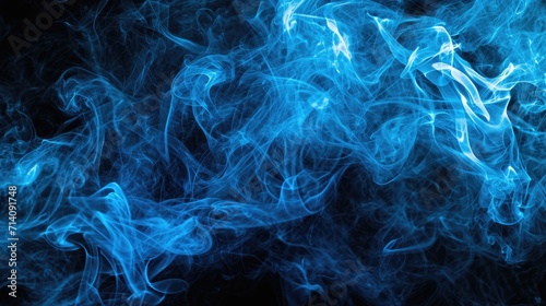 Blue Smoke Elegance: Abstract Hookah Silhouette on Dark Background