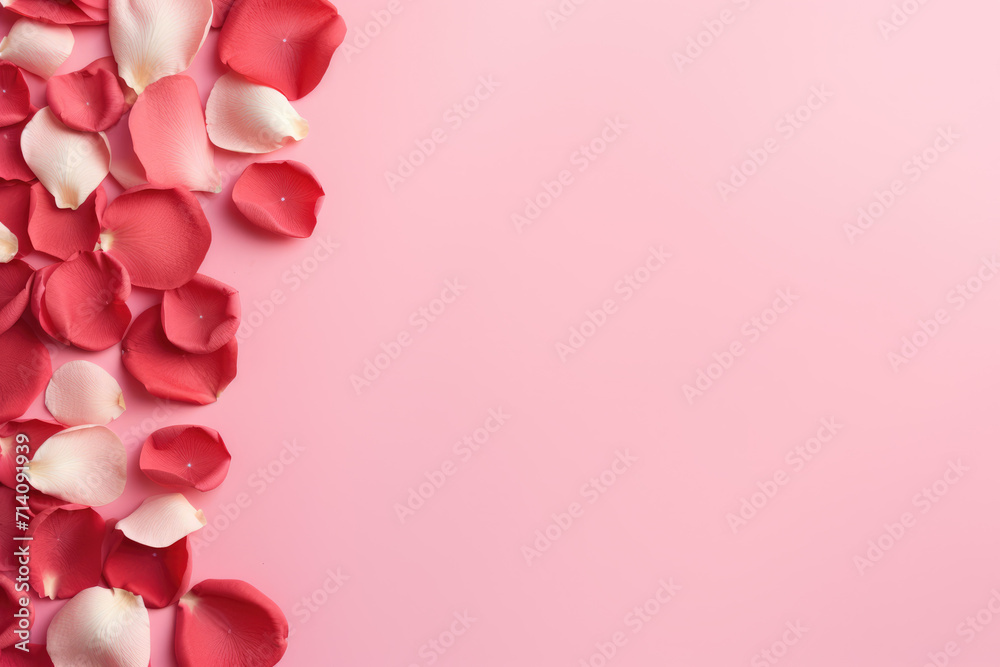 Pink Background with Rose Petals Frame, Generative AI