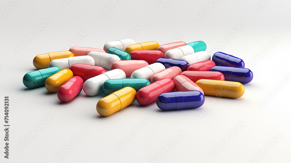 medicine pills and tablets isolated on white background.