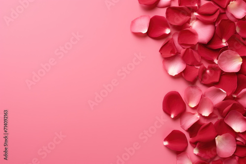 Obraz na płótnie Pink Background with Rose Petals Frame, Generative AI w salonie