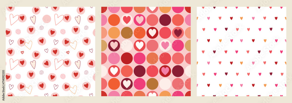 Valentine's day seamless patterns set with different design, decorative wallpapers, backgrounds Valentine's day seamless patterns set with different design, decorative wallpapers, backgrounds