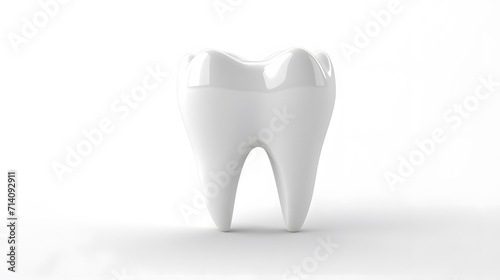 tooth render object on a white background banner with empty space for text
