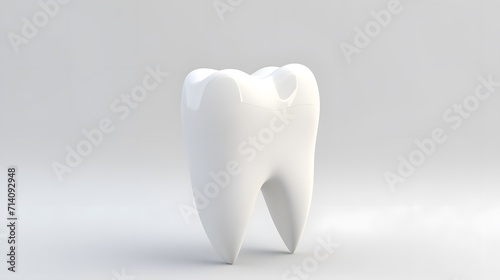tooth render object on a white background banner with empty space for text