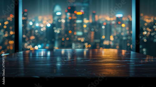 Cityscape Reflections on Luxe Wood Table