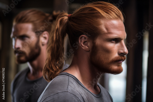 Two Bearded Men with Long Red Hair, Fitness Editorial Photography