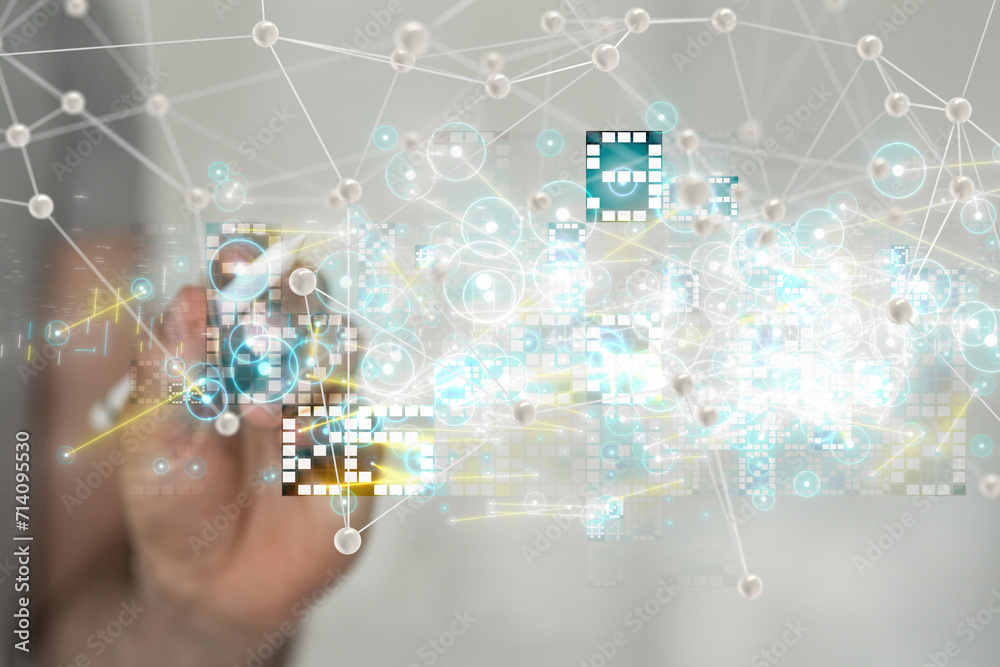 Neural network 3D illustration. Big data and cybersecurity Neural network 3D illustration. Big data and cybersecurity