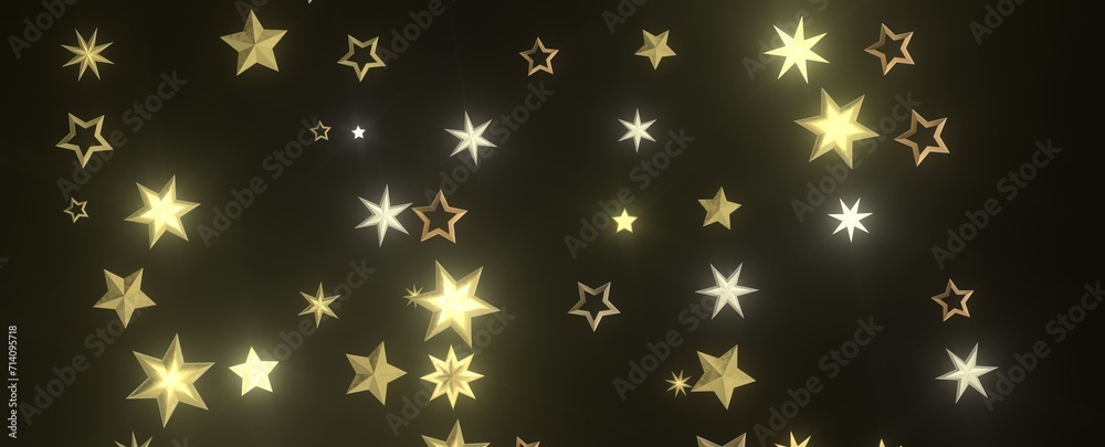Twinkling Yuletide Skies: Breathtaking 3D Illustration of Falling Christmas Starlights Twinkling Yuletide Skies: Breathtaking 3D Illustration of Falling Christmas Starlights