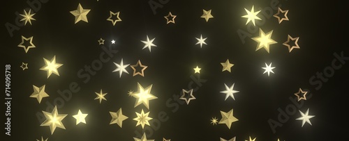 Twinkling Yuletide Skies: Breathtaking 3D Illustration of Falling Christmas Starlights