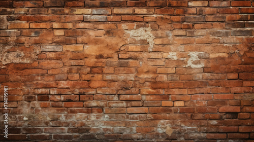 Brick wall background, auburn color grunge texture or pattern for design, wallpaper. Generative ai