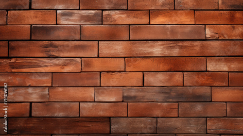 Brick wall background, auburn color grunge texture or pattern for design. Generative ai