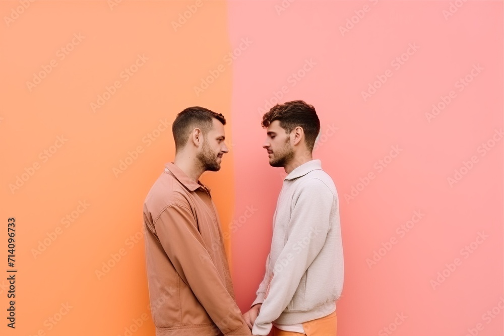 Two guys with positive emotions. Handsome young guys in headphones listen to music together. Neutral background, banner with copy space. Concept: listen and enjoy the sound.
Two guys with positive emotions. Handsome young guys in headphones listen to music together. Neutral background, banner with copy space. Concept: listen and enjoy the sound.