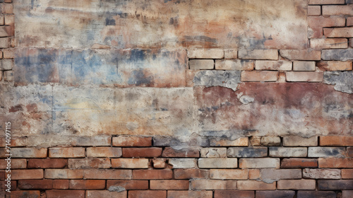 Brick wall background, bleached colors grunge texture or pattern for design, wallpaper. Generative ai