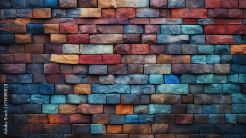 Brick wall background, bold colorful grunge texture or pattern for design. Generative ai