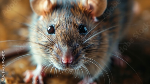 A close-up photo of a rat. Macro portrait of a rat.