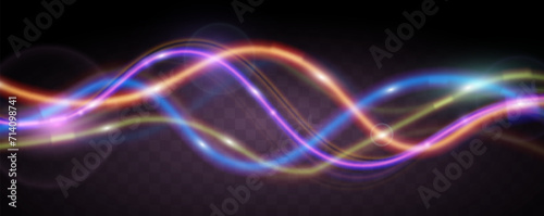 Light trails violet and blue line.Abstract background speed effect motion blur night lights.
