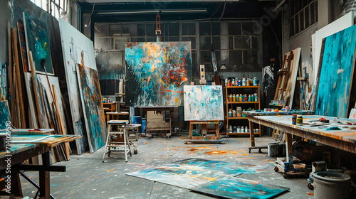 An empty artist studio in the night © Adrian Grosu