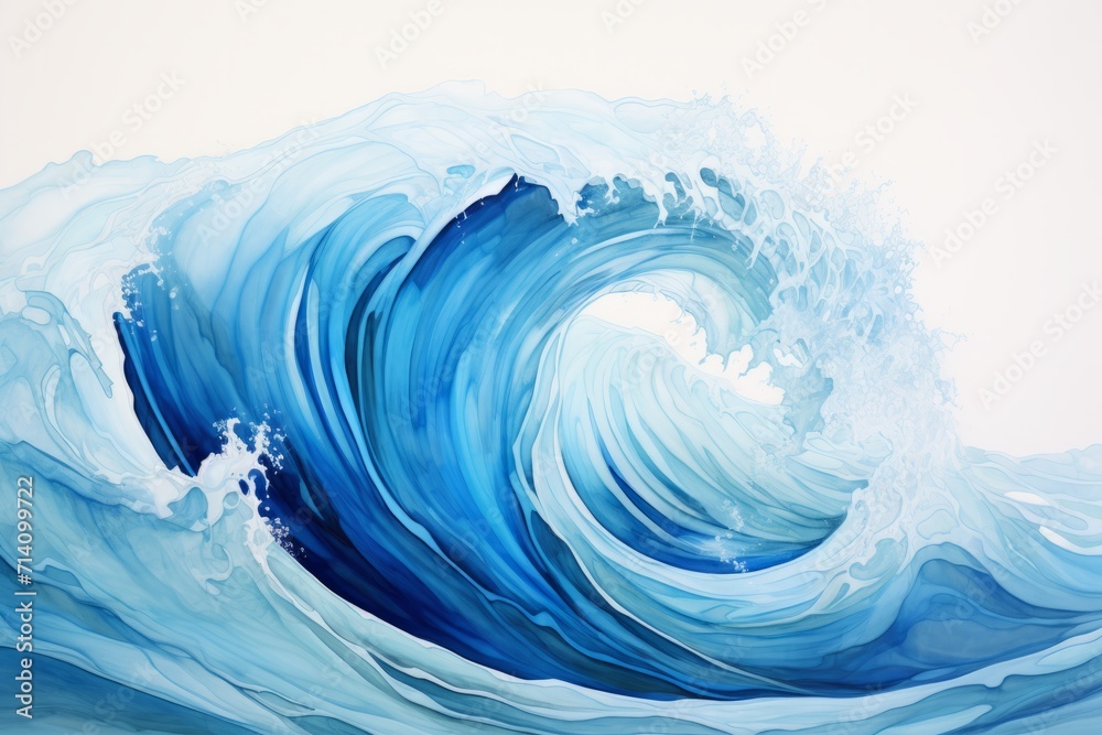 Watercolor illustration of sea wave Watercolor illustration of sea wave
