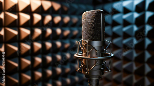 Professional microphone in a sound recording studio photo