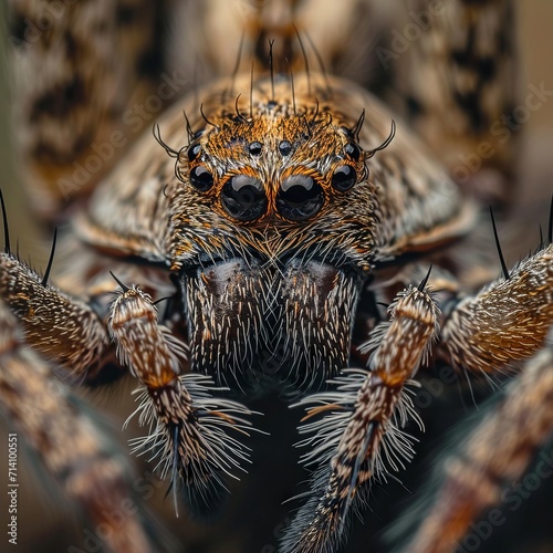 A close-up photo of a spider. Macro portrait of a spider.