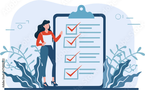 Web & app ui/ux vector design, clipboard with checklist, succesful business