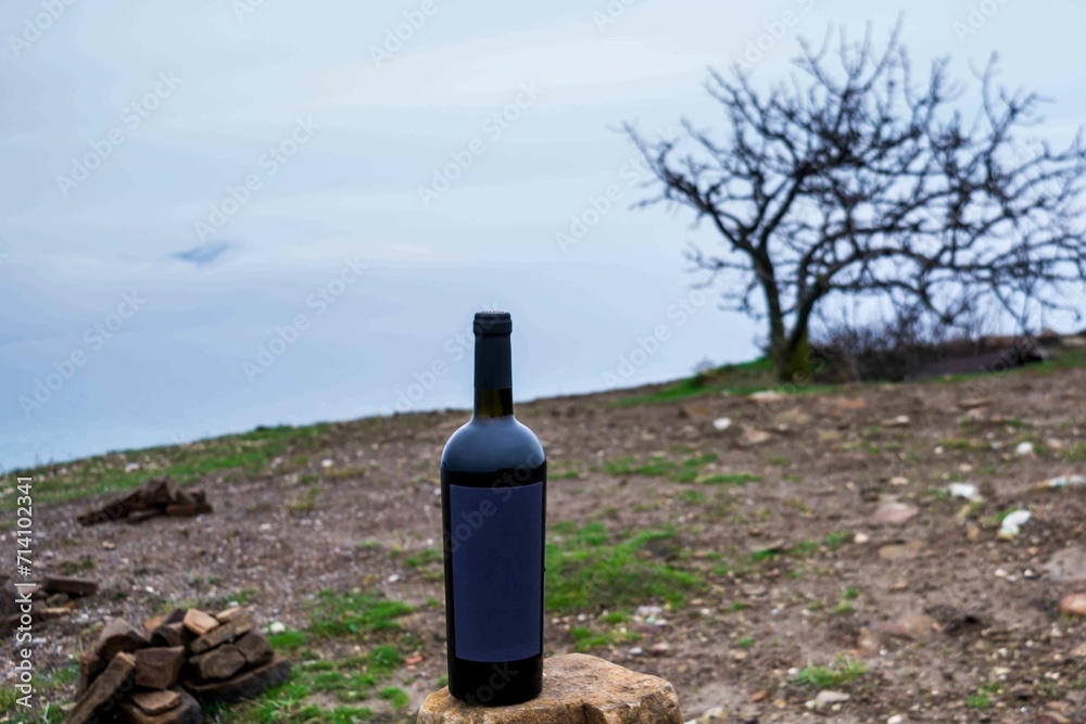Bottle of wine in the mountains Bottle of wine in the mountains