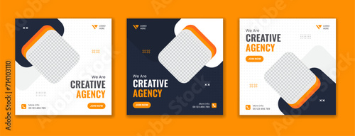 Set of creative corporate social media post design, editable business template for digital marketing