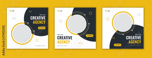 Set of creative corporate social media post design, editable business template for digital marketing