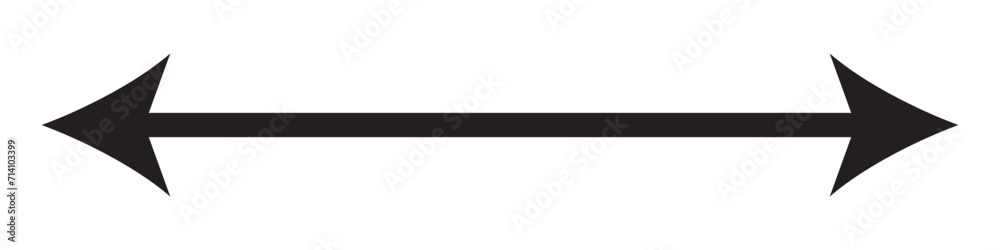 Long arrow vector icon. Black horizontal double arrow. Vector icon. Long arrow vector icon. Black horizontal double arrow. Vector icon.