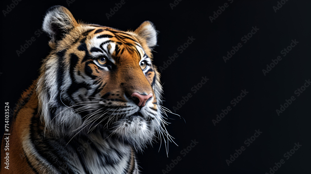 Tiger On Isolated Black Background, World Animals Day, International Wildlife Day, Jungle Day, National Animals, Jungle life, Generative Ai