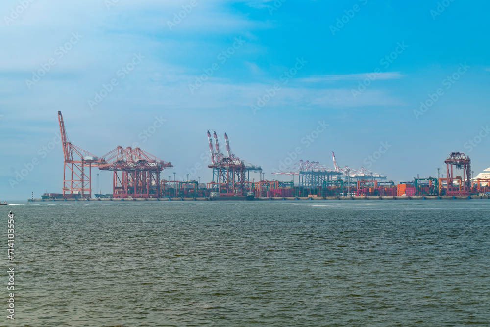 Container terminals and ships at sea Container terminals and ships at sea