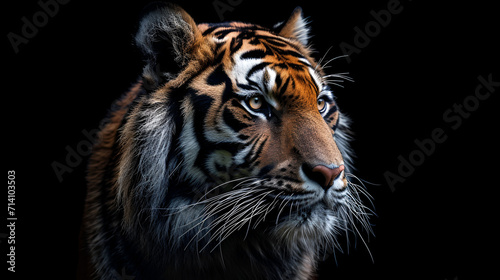 Tiger On Isolated Black Background  World Animals Day  International Wildlife Day  Jungle Day  National Animals  Jungle life  Generative Ai