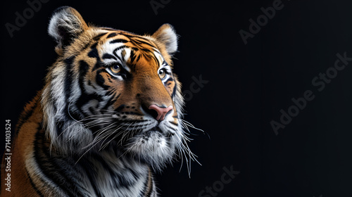 Tiger On Isolated Black Background, World Animals Day, International Wildlife Day, Jungle Day, National Animals, Jungle life, Generative Ai © najmah