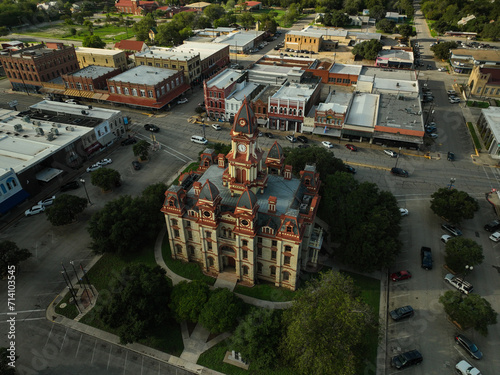 Aerial View of the Caldwell County Courthouse in Lockhart, Texas photo